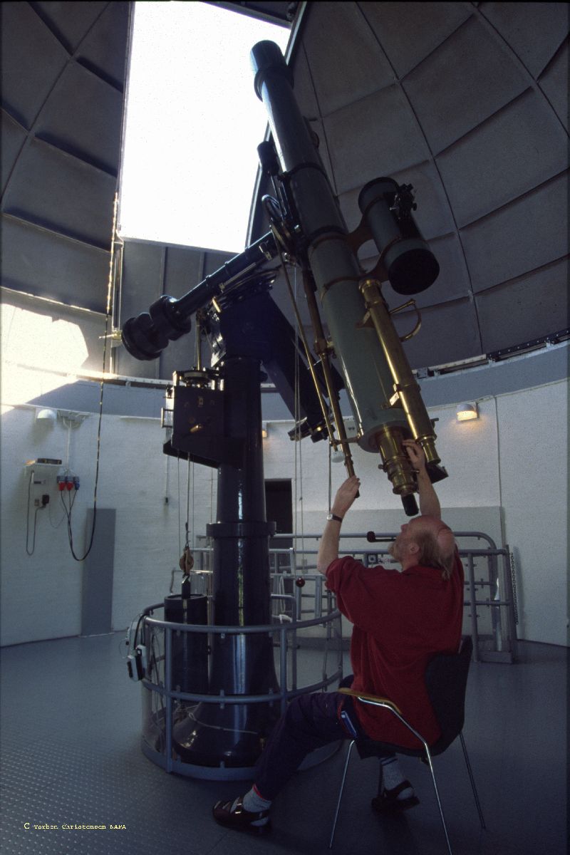 Per Rieffestahl at the refracting telescope of the Urania Observatory in Aalborg